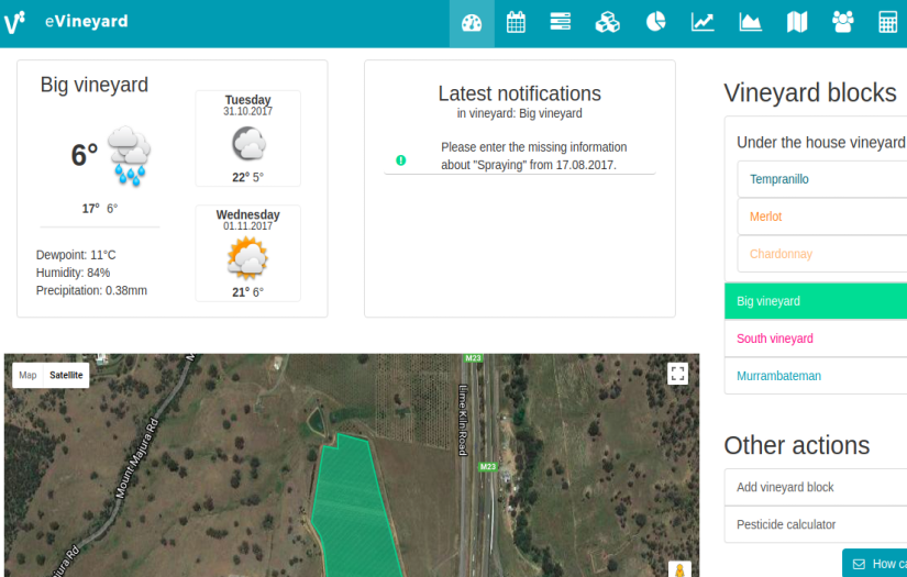 eVineyard application screenshot 1